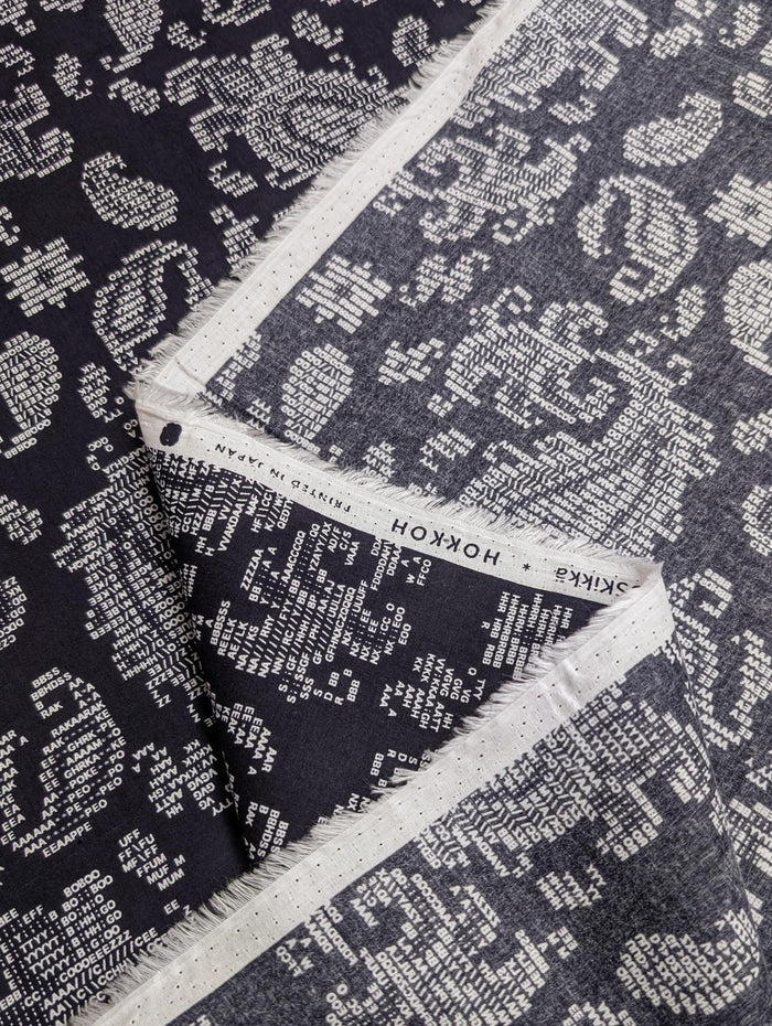 Hokkoh - Coded Paisley Cotton Lawn - Navy