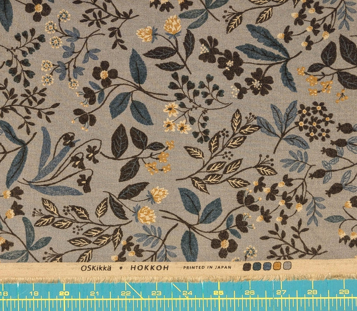 Hokkoh - Enchanted Wildflowers Brushed Cotton Fabric - Gray