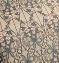 Hokkoh - Nouveau Flower Filigree Cotton Lawn - Light Blue and Beige