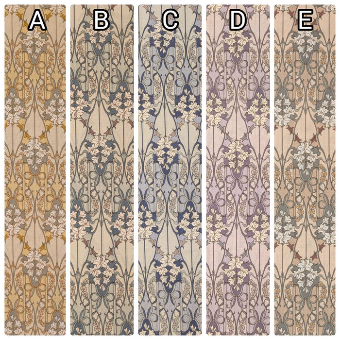Hokkoh - Nouveau Flower Filigree Cotton Lawn - Light Blue and Beige