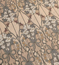 Hokkoh - Nouveau Flower Filigree Cotton Lawn - Light Brown and Beige