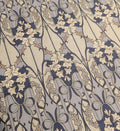 Hokkoh - Nouveau Flower Filigree Cotton Lawn - Medium Blue and Beige