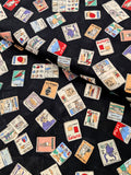 Hokkoh - Retro Magazines Cotton Lawn Fabric - Black
