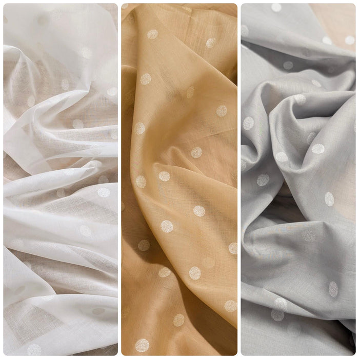 New Hokkoh - Sheer Polka Dotted Japanese Cotton Voile Fabric - Tan 7026-510-1-B
