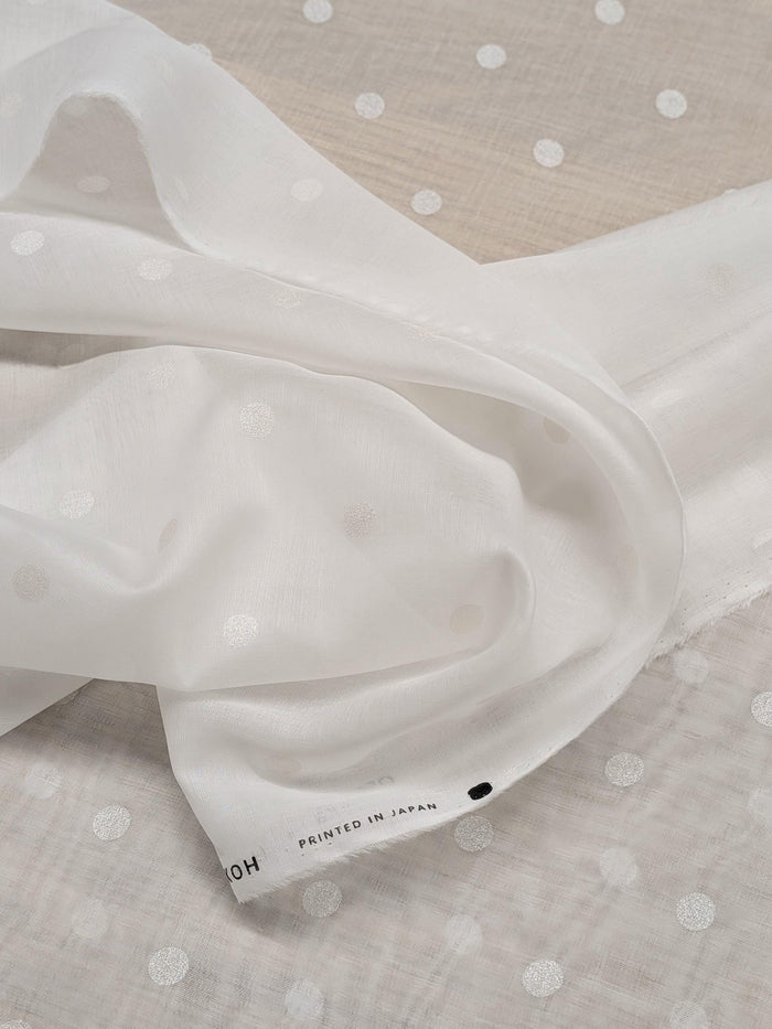 New Hokkoh - Sheer Polka Dotted Japanese Cotton Voile Fabric - White 7026-510-1-A