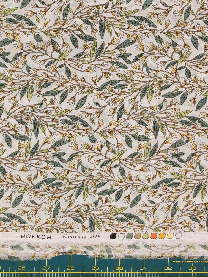 Hokkoh - Trailing Lilies Cotton Lawn Fabric - Beige