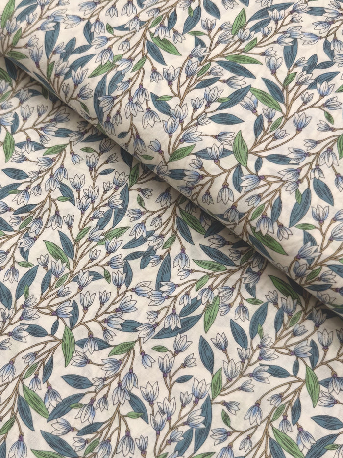 Hokkoh - Trailing Lilies Cotton Lawn Fabric - Blue
