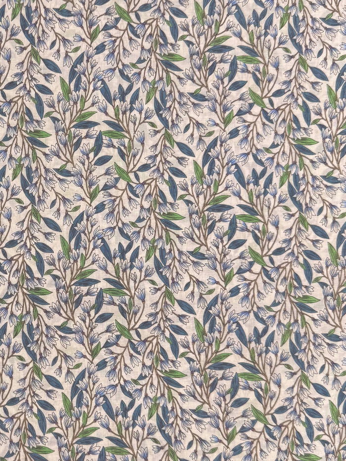 Hokkoh - Trailing Lilies Cotton Lawn Fabric - Blue