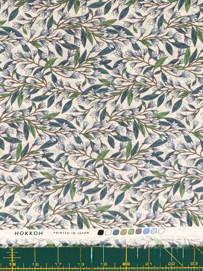 Hokkoh - Trailing Lilies Cotton Lawn Fabric - Blue