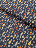 Hokkoh - Vintage Bar Cotton Lawn Fabric - Navy Blue