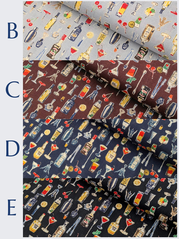 Hokkoh - Vintage Bar Cotton Lawn Fabric - Navy Blue