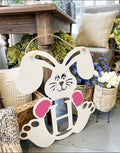Initial bunny door hanger — personalized Easter home decor