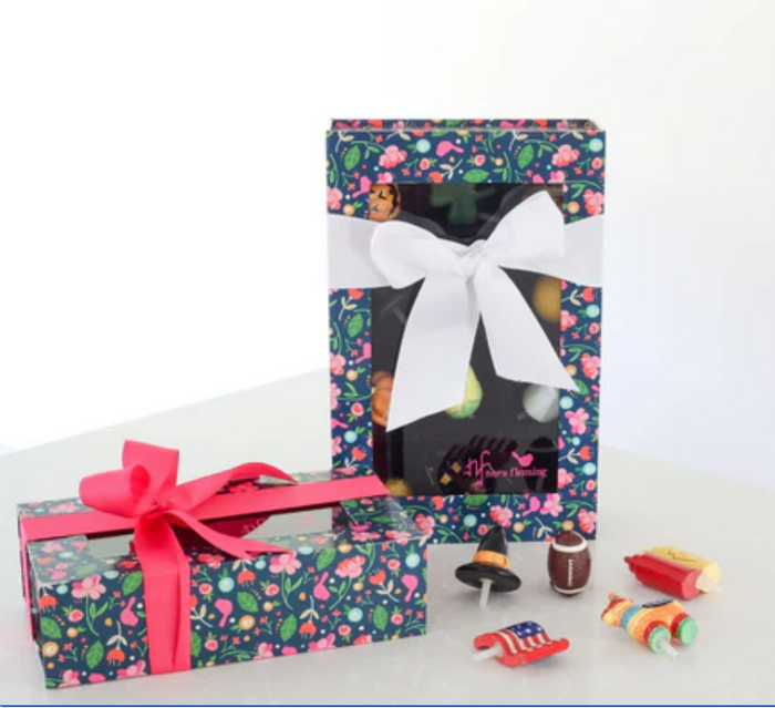 Keepsake floral box — shown open with compartments