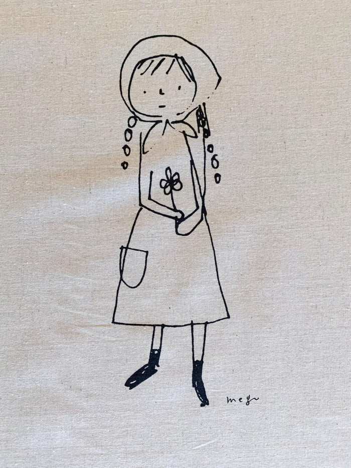 Kei - Megumi Sakakibara Collection Cotton Linen Panel - Beige Black