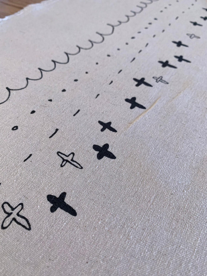 Kei - Megumi Sakakibara Collection Cotton Linen Panel - Beige Black