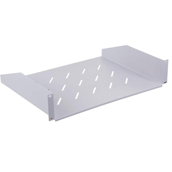 Kenuco Vented 19" Universal Rack Shelf | 10.5" Deep | Heavy-Duty | Steel (13.7'' x 2U White)