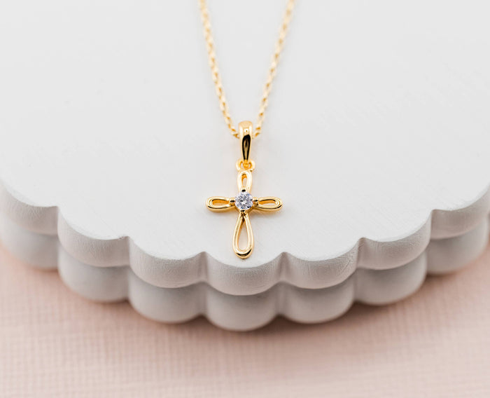 Kids Cross Open Infinity Necklace