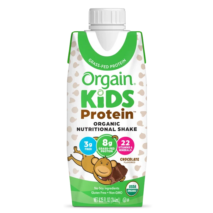 Front of Kids Protein Organic Nutrition Shake Chocolate Flavor