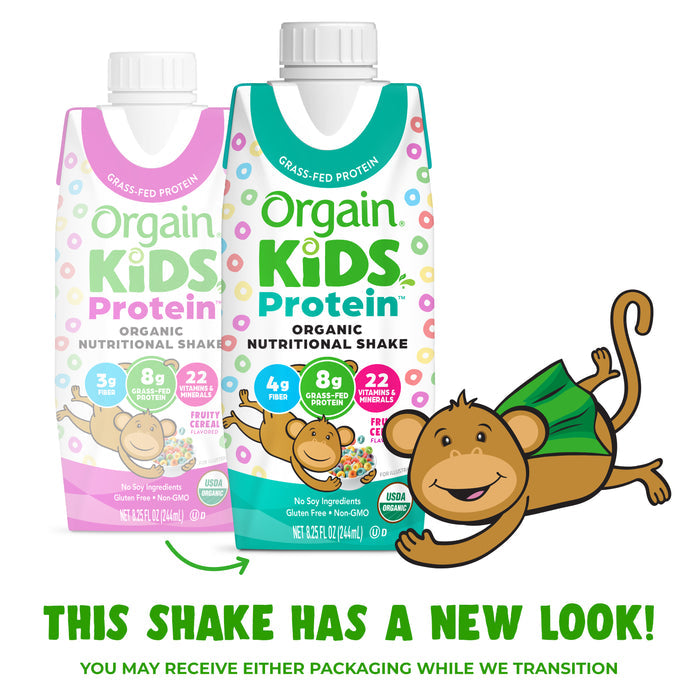 Kids Organic Nutrition shake has a new looking and you may receive either packaging while we transition