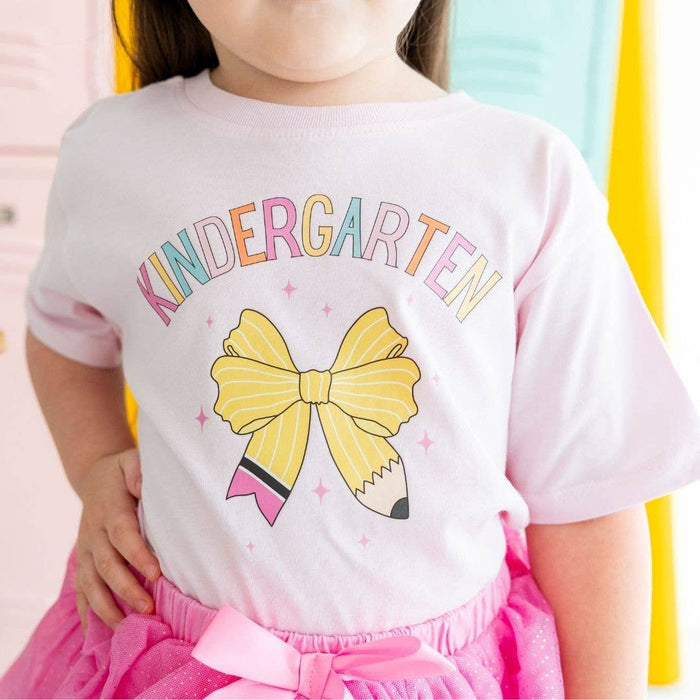 Kindergarten Pencil Bow Short Sleeve T-Shirt - Girls Clothes