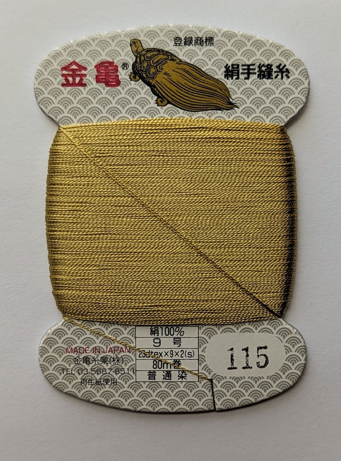 Kinkame - Silk Hand Sewing Thread 80m Card - Color #115 Golden Valley