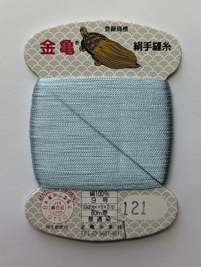 Kinkame - Silk Hand Sewing Thread 80m Card - Color #121 Atlantis Blue
