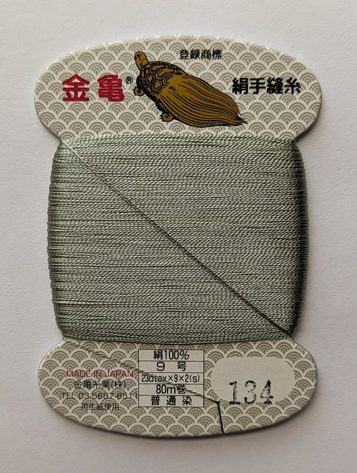 Kinkame - Silk Hand Sewing Thread 80m Card - Color #134 Smoky Slate