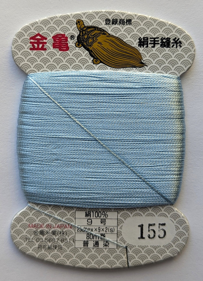 Kinkame - Silk Hand Sewing Thread 80m Card - Color #155 Secret Blue Cove