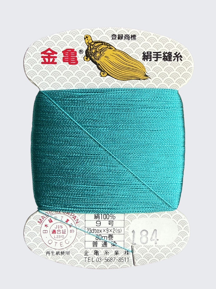 Kinkame - Silk Hand Sewing Thread 80m Card - Color #184 Dark Cyan