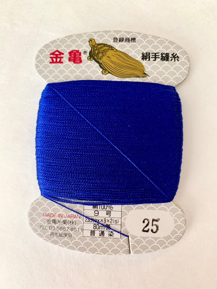 Kinkame - Silk Hand Sewing Thread 80m Card - Color #25 Cobalt Blue