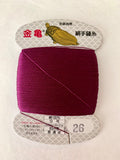 Kinkame - Silk Hand Sewing Thread 80m Card - Color #26 Royal Purple