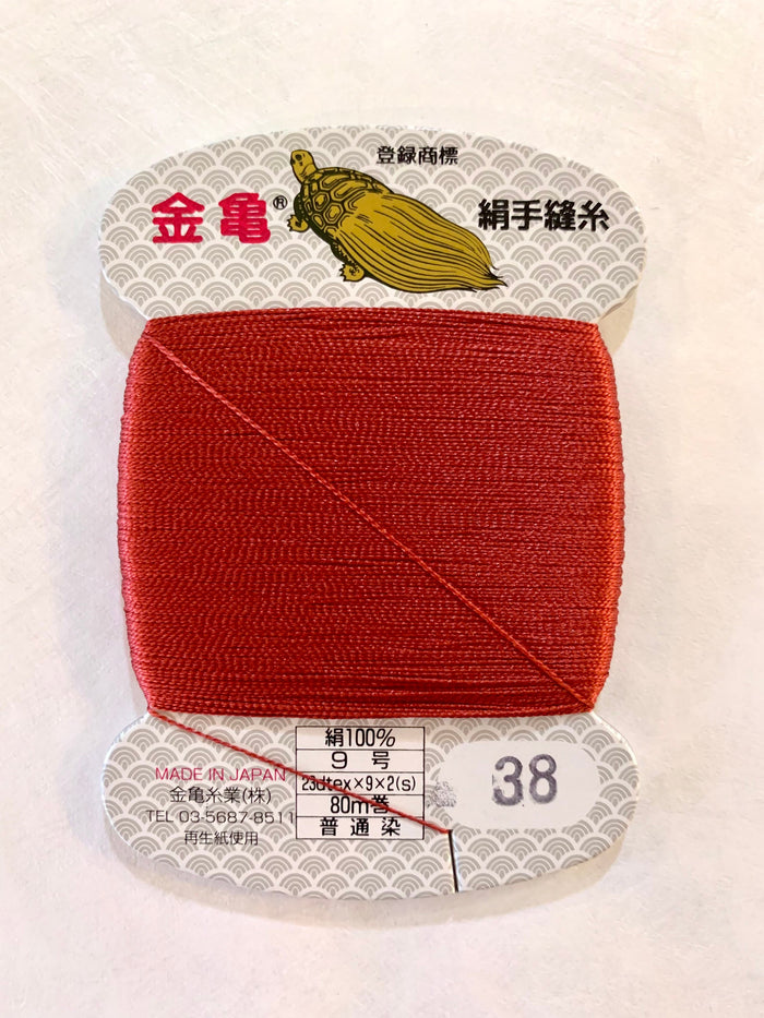 Kinkame - Silk Hand Sewing Thread 80m Card - Color #38 Red Velvet