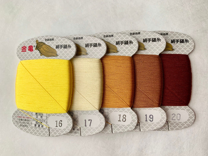 Kinkame - Silk Hand Sewing Thread 80m Card - Color #45 Verdigris
