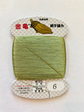 Kinkame - Silk Hand Sewing Thread 80m Card - Color #6 Lichen Green