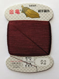 Kinkame - Silk Hand Sewing Thread 80m Card - Color #92 Dark Scarlet