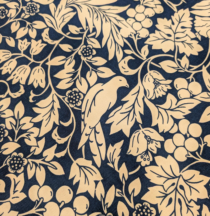 Kobayashi - NEW Botanical Doves Pin Wale Cotton Corduroy - Ivory & Blue