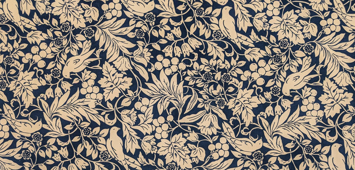 Kobayashi - NEW Botanical Doves Pin Wale Cotton Corduroy - Ivory & Blue