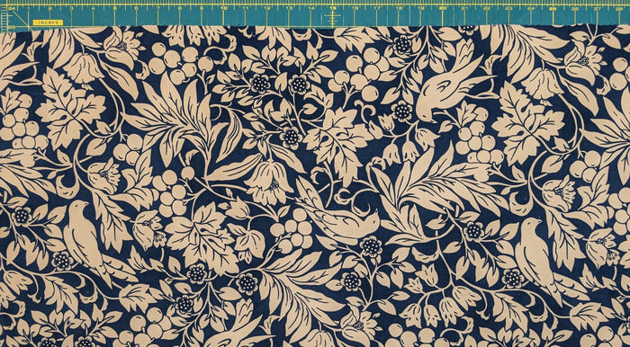 Kobayashi - NEW Botanical Doves Pin Wale Cotton Corduroy - Ivory & Blue
