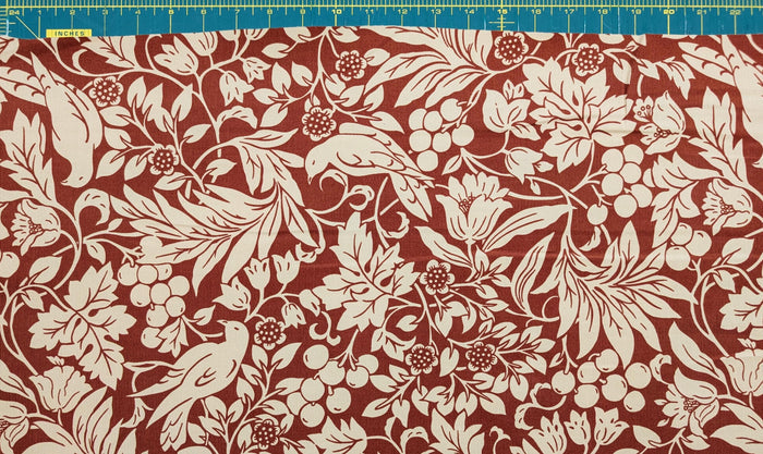 Kobayashi - NEW Botanical Doves Pin Wale Cotton Corduroy - Red & Ivory