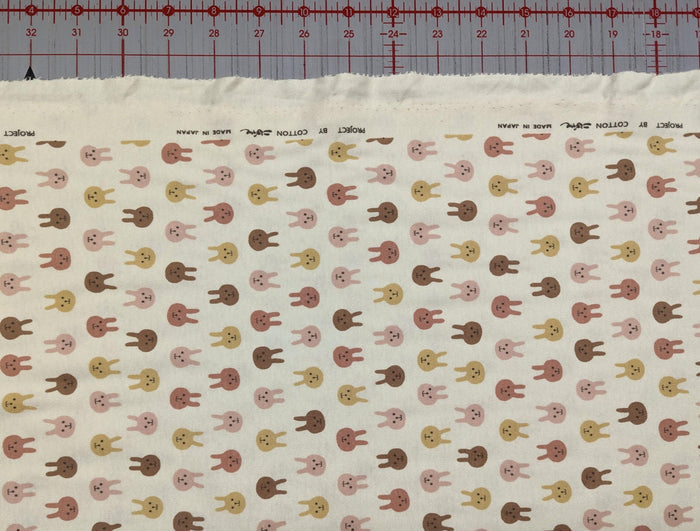 Kobayashi - Colorful Bunnies Cotton Jersey - Brown Pink Yellow