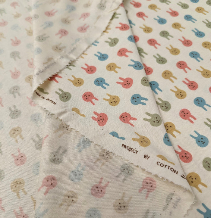Kobayashi - Colorful Bunnies Cotton Jersey - Brown Pink Yellow