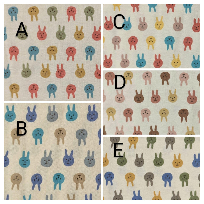 Kobayashi - Colorful Bunnies Cotton Jersey - Green Yellow Periwinkle