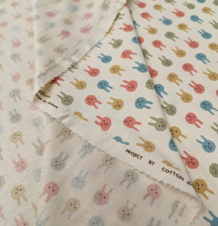 Kobayashi - Colorful Bunnies Cotton Jersey - Pink Yellow Blue Green