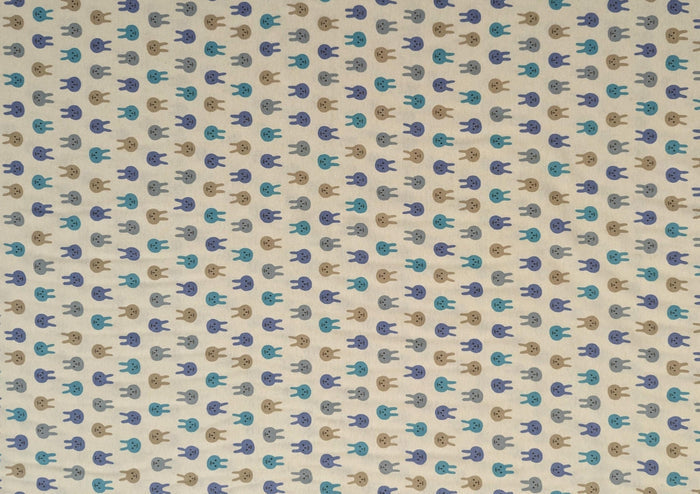 Kobayashi - Colorful Bunnies Cotton Jersey - Teal Periwinkle Khaki Gray