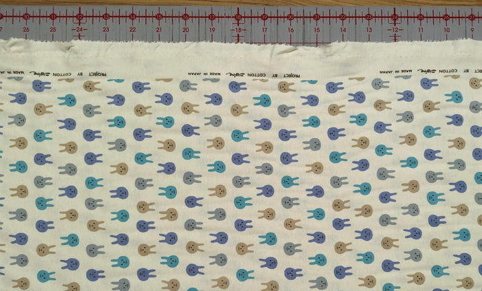 Kobayashi - Colorful Bunnies Cotton Jersey - Teal Periwinkle Khaki Gray