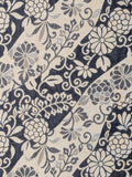 Kobayashi - Floral Vines Double Sided Jacquard Cotton Fabric - Blue & Beige