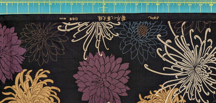 Kobayashi - Mixed Traditional Flowers Cotton Dobby - Black