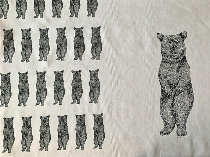 Koizumi - Big Bear Cotton Fabric Panel - White Black