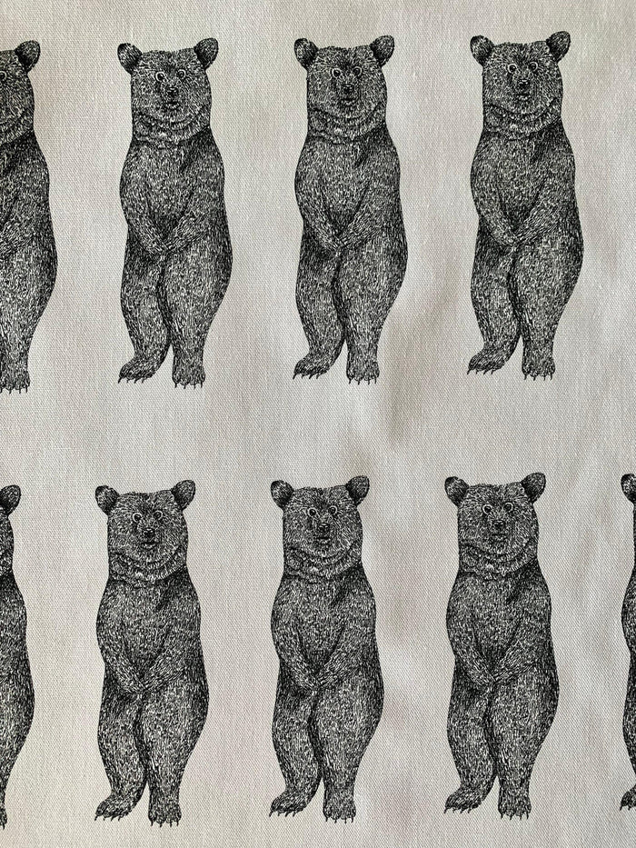 Koizumi - Big Bear Cotton Fabric Panel - White Black