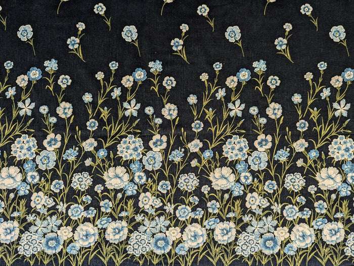 Koizumi - Summer Meadows Panel Momen-T Cotton/Linen Fabric - Dark Blue